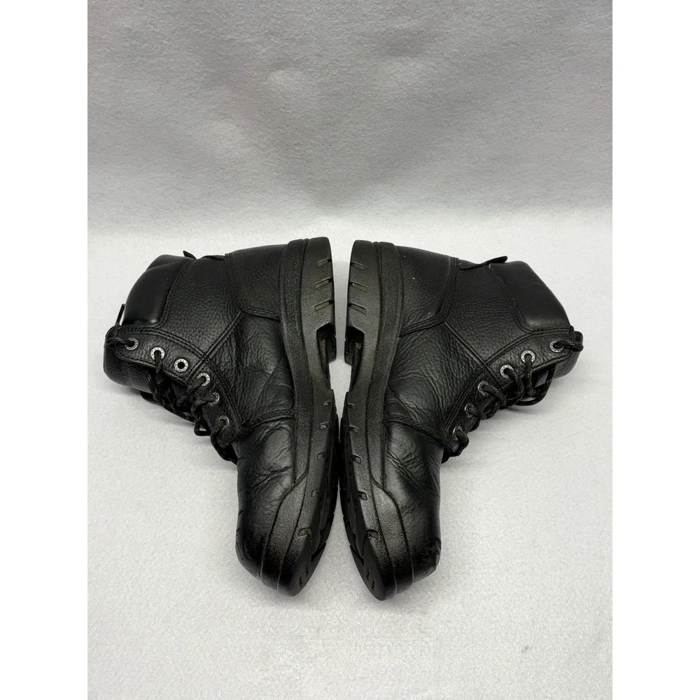 Wolverine Mens Black Leather Work Boots Lace Up Ankle Utility Shoes Size 10.5 M